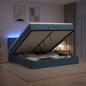 Preview: Ottoman-Bett mit Matratze und LED Dunkelblau 200 x 200 cm Samt