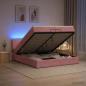 Preview: ARDEBO.de - Ottoman-Bett mit Matratze und LED Rosa 200 x 200 cm Samt