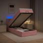 Preview: ARDEBO.de - Ottoman-Bett mit Matratze und LED Rosa 80 x 200 cm Samt