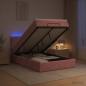 Preview: Ottoman-Bett mit Matratze und LED Rosa 120 x 200 cm Samt