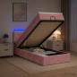 Preview: ARDEBO.de - Ottoman-Bett mit Matratze und LED Rosa 90 x 200 cm Samt