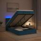 Preview: ARDEBO.de - Ottoman-Bett mit Matratze und LED Dunkelblau 120 x 200 cm Samt