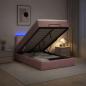 Preview: ARDEBO.de - Ottoman-Bett mit Matratze und LED Rosa 120 x 200 cm Samt
