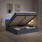 Preview: ARDEBO.de - Ottoman-Bett mit Matratze und LED Dunkelgrau 180 x 200 cm Samt