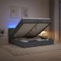 Preview: ARDEBO.de - Ottoman-Bett mit Matratze und LED Dunkelgrau 200 x 200 cm Samt