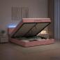 Preview: Ottoman-Bett mit Matratze und LED Rosa 200 x 200 cm Samt