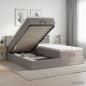 Preview: ARDEBO.de - Ottoman-Bett mit Matratze und LED Taupe 200 x 200 cm Stoff