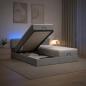 Preview: ARDEBO.de - Ottoman-Bett mit Matratze und LED Hellgrau 160 x 200 cm Stoff