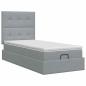 Preview: Ottoman Bett mit Matratze Hellgrau 100 x 200 cm Stoff