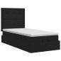 Preview: Ottoman Bett mit Matratze Schwarz 100 x 200 cm Stoff