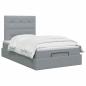 Preview: Ottoman Bett mit Matratze Hellgrau 120 x 200 cm Stoff