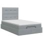 Preview: Ottoman Bett mit Matratze Hellgrau 120 x 200 cm Stoff