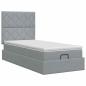 Preview: Ottoman Bett mit Matratze Hellgrau 90 x 190 cm Stoff