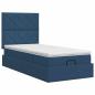 Preview: Ottoman Bett mit Matratze mit Kopfteil Blau 90 x 190 cm Stoff