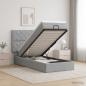 Preview: ARDEBO.de - Ottoman Bett mit Matratze Hellgrau 100 x 200 cm Stoff