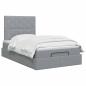 Preview: Ottoman Bett mit Matratze Hellgrau 120 x 190 cm Stoff