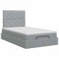 Preview: Ottoman Bett mit Matratze Hellgrau 120 x 190 cm Stoff