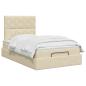 Preview: Ottoman Bett mit Matratze mit Kopfteil Creme 120 x 200 cm Stoff