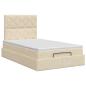 Preview: Ottoman Bett mit Matratze mit Kopfteil Creme 120 x 200 cm Stoff