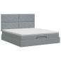 Preview: Ottoman Bett mit Matratze Hellgrau 140 x 190 cm Stoff