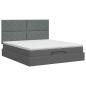 Preview: Ottoman Bett mit Matratze Dunkelgrau 140 x 190 cm Stoff