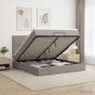 Preview: ARDEBO.de - Ottoman Bett mit Matratze mit Kopfteil Taupe 140 x 190 cm Stoff