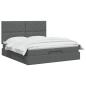 Preview: Ottoman Bett mit Matratze Dunkelgrau 180 x 200 cm Stoff