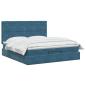 Preview: Ottoman Bett mit Matratze Dunkelblau 140 x 200 cm Samt