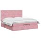 Preview: Ottoman Bett mit Matratze mit Kopfteil Rosa 140 x 200 cm Samt