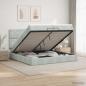 Preview: ARDEBO.de - Ottoman Bett mit Matratze Hellgrau 200 x 200 cm Samt