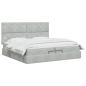 Preview: Ottoman Bett mit Matratze Hellgrau 200 x 200 cm Samt