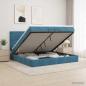 Preview: ARDEBO.de - Ottoman Bett mit Matratze Dunkelblau 200 x 200 cm Samt