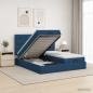 Preview: ARDEBO.de - Ottoman Bett mit Matratze mit Kopfteil 2 Stk. Blau Stoff