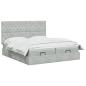 Preview: Ottoman Bett mit Matratze mit Kopfteil 2 stk. Hellgrau Samt
