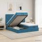 Preview: ARDEBO.de - Ottoman Bett mit Matratze mit Kopfteil 2 stk. Dunkelblau Samt