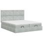 Preview: Ottoman Bett mit Matratze mit Kopfteil 2 Stk. Hellgrau Samt