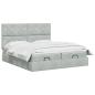 Preview: Ottoman Bett mit Matratze mit Kopfteil 2 Stk. Hellgrau Samt