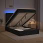 Preview: ARDEBO.de - Ottoman-Bett mit Matratze und LED Schwarz 120 x 190 cm Stoff
