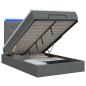 Preview: Ottoman-Bett mit Matratze und LED Dunkelgrau 120 x 200 cm Stoff