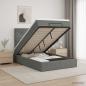 Preview: Ottoman-Bett mit Matratze und LED Dunkelgrau 120 x 200 cm Stoff
