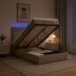 Preview: ARDEBO.de - Ottoman-Bett mit Matratze und LED Taupe 120 x 200 cm Stoff