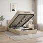 Preview: ARDEBO.de - Ottoman-Bett mit Matratze und LED Creme 120 x 200 cm Stoff