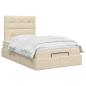 Preview: Ottoman-Bett mit Matratze und LED Creme 120 x 200 cm Stoff