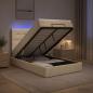Preview: Ottoman-Bett mit Matratze und LED Creme 120 x 200 cm Stoff