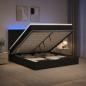 Preview: ARDEBO.de - Ottoman-Bett mit Matratze und LED Schwarz 180 x 200 cm Stoff