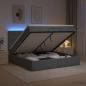 Preview: ARDEBO.de - Ottoman-Bett mit Matratze und LED Dunkelgrau 200 x 200 cm Stoff