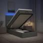 Preview: Ottoman-Bett mit Matratze und LED Dunkelgrau 90 x 190 cm Stoff