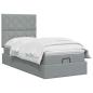 Preview: Ottoman-Bett mit Matratze und LED Hellgrau 90 x 200 cm Stoff