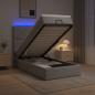 Preview: ARDEBO.de - Ottoman-Bett mit Matratze und LED Hellgrau 100 x 200 cm Stoff