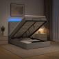 Preview: ARDEBO.de - Ottoman-Bett mit Matratze und LED Hellgrau 120 x 190 cm Stoff